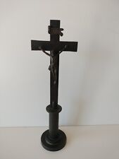 CROCIFISSO ANTICO da tavolo astile con basamento In Metallo Fine 800 Primo 900