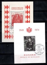 Monaco 1973-74 Michel Bl. Croce Rosa 5-6 SS 100% usata, Principe Ranieri