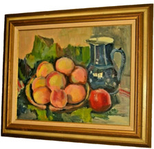 Quadro olio natura morta cesto
