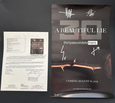 Poster autografato 30 SECONDS TO MARS JSA LOA Jared Shannon Tomo Matt firmato