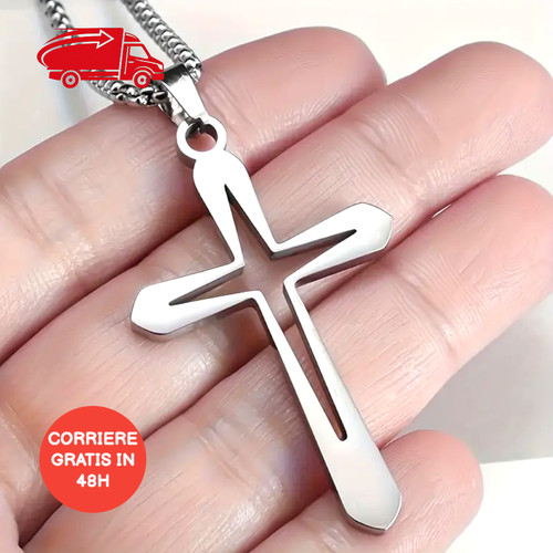 Collana croce acciaio inox