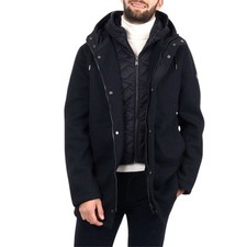 Yes Zee Cappotto da Uomo in Maglia con Finto Gilet Staccabile Nero Codice O82...