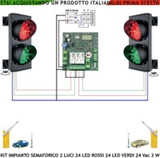 Impianto Semaforo Garage Luci 24 Led Rossi e Verdi Centrale Ciclica 24 Vac IP65