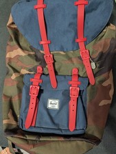 Zaino Herschel Little America mimetico cinturino rosso navy - borsa da viaggio classica per laptop