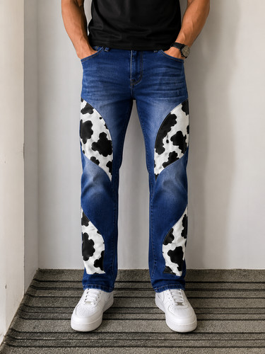 Jeans uomo patchwork - , stampa