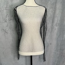 Top a rete con strass manica