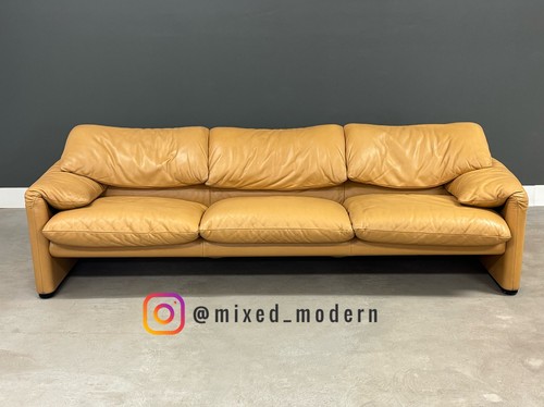 Tan leather maralunga sofa - tan, by