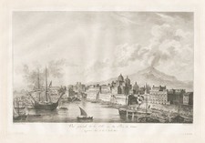 Catania Veduta Generale Sicilia Incisione Kupferstich Engraving Saint Non