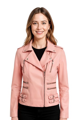 Donna pelle biker - biker, rosa