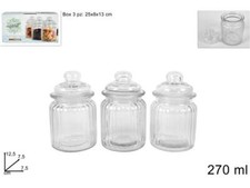 SET 3PZ BARATTOLO VETRO CON
