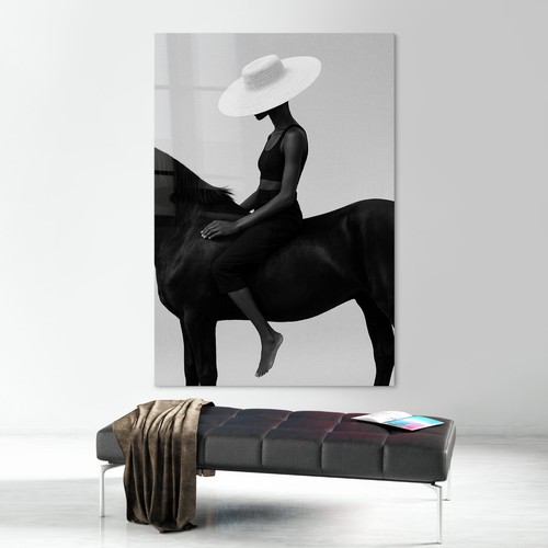 Donna nera cavallo - nera, arte