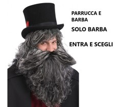 CARNEVALE HALLOWEEN BARBA E PARRUCCA MANGIAFUOCO MAGO BRIZZOLATA