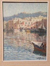 MARINA NAPOLETANA DIPINTO AUTENTICO DEL MAESTRO LEON GIUSEPPE BUONO GARANTITO!