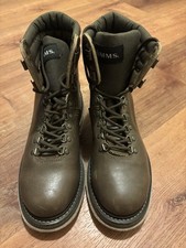 Stivali da guadino Simms Freestone uomo taglia 9 marrone pesca a mosca suola in feltro punta acciaio