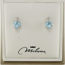 Orecchini MILUNA, Topazi azzurri Naturali Ct 1,88 n.4 Diamanti Pt 1,6 - Oro 750