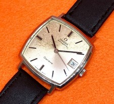 Omega Geneve Vintage Data Argento, Quadrato Orologio Uomo Automatico Autentico