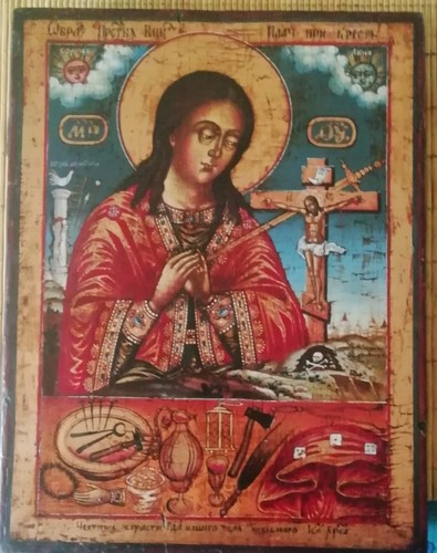 Antica icona russa madre - antica,