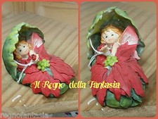 FATA FATINA BABY BOMBONIERE IDEA REGALO NASCITA BATTESIMO CULLA CON FIORE ROSSO