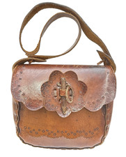 BORSA DONNA CUOIO TOLFA VINTAGE ORIGINALE ANNI 70 ICONA FIGLI DEI FIORI HIPPIE