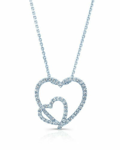 14k oro bianco doppio cuore - 14k,