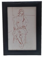 Antico disegno,dipinto con cornice nera effetto anticato Misura quadro cm. 20x30