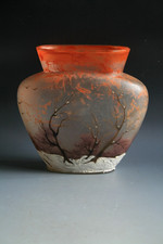 ANTICO VASO IN VETRO SMALTATO ART NOUVEAU LEUNE - CIRCA 1905