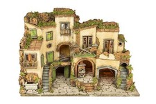 Borgo Presepe stile 700 con luci forno e fontana 80x40x55 cm