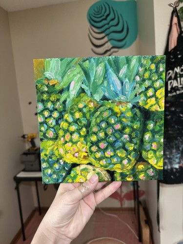 Dipinto olio ananas frutta - dipinto, olio: