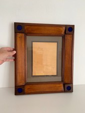 Antica cornice in legno massello e inserti in vetro colorato - anni '20