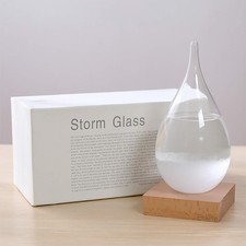 Storm Glass Weather Predictor, Weather Station Weather Forecaster with Wood B...
