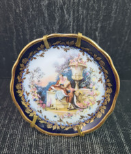 limoges piattino porcellana tondo decorato a mano con rilievo ø cm 8