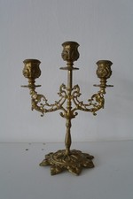 candelabro a tre luci in ottone antico
