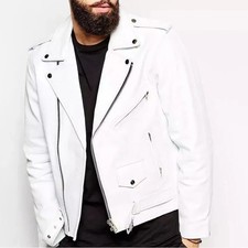 Giacca biker uomo bianca vera