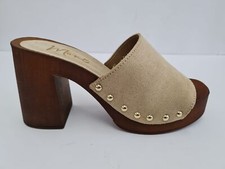 Moni Ciabatte Donna in pelle scamosciata con Tacco 8,5 Cm - AVO (Avorio)