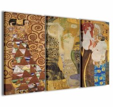 Quadro Moderno 100 x 60 cm Stampa su Tela Canvas 3 pz Gustav Klimt IV memorial