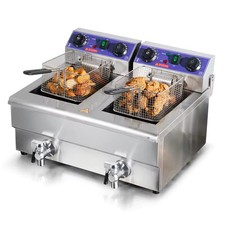 FRIGGITRICE ELETTRICA 12L DA BANCO DOPPIA VASCA ACCIAIO INOX 3000W