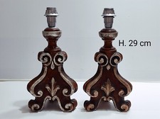 Coppia di Torciere antico in legno Candelieri base per lampada abatjour vintage