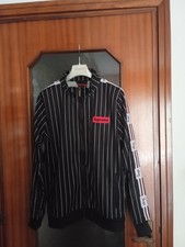 Felpa con zip nera a righe Supreme Grip uomo