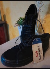 Scarpe Superga Vintage In Pelle Nera Scamosciata 