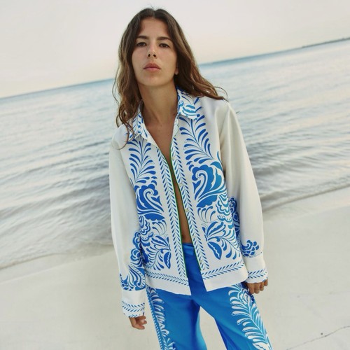 Zara blu bianco stampato - e,