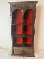 Mobile miniatura espositore bacheca da parete in legno vintage per collezioni