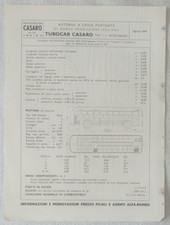 AUTOBUS TUBOCAR CASARO ALFA ROMEO SCHEDA TECNICA 1949