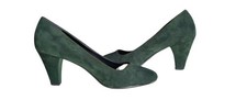 scarpe donna decolleté tacco alto verde scuro camoscio vera pelle tag 37 by riko