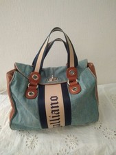 Borsa tote John Galliano in cotone e vera pelle