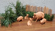 animali presepe set 5 maiali con seipe e staccionata
