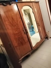 ARMADIO vintage 3 ante con specchio in radica di noce - Anni 50