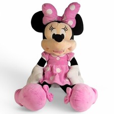 Disney Minnie Mouse Peluche 26" Grande Imbottito Rosa Bianco Pois Vestito Fiocco