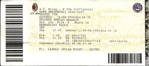 Biglietto stadio milan - a.c.,