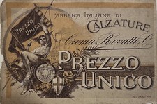 PUBBLICITà cartoncino originale 1900 ROVATTI MILANO FABBRICA ITALIANA CALZATURE