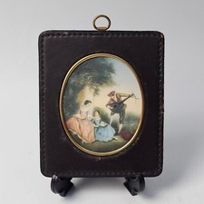 Quadro Miniatura con Cornice preziosa in Pelle Lord Italy STAMPA Vintage Opera